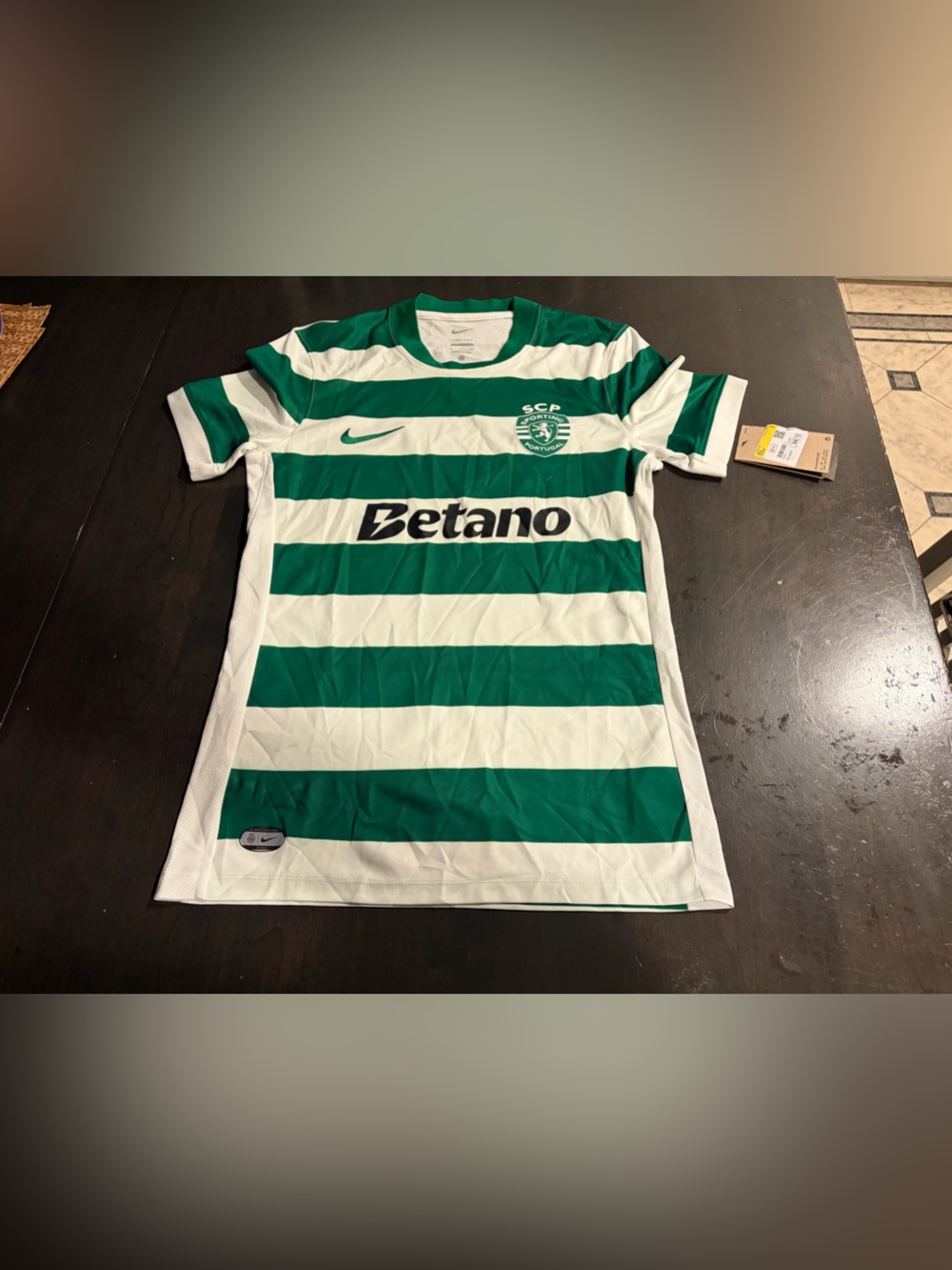 NWT 2022-23 Nike Sporting Lisbon CP Green & White Striped Soccer Jersey Small